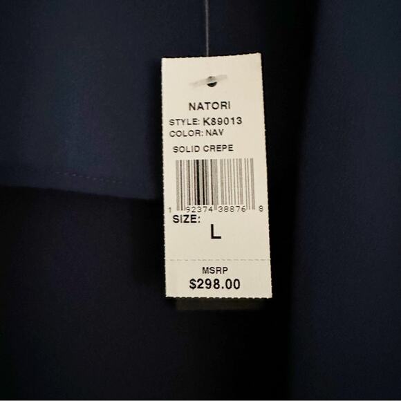 Natori Solid Blue Crepe Kimono Blazer Open Front Topper NWT Oversized LARGE - Picture 7 of 14